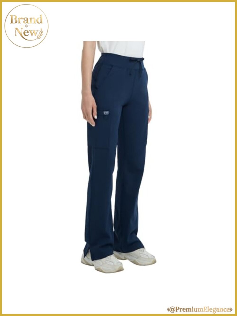 High Rise Yoga Scrub Pants Women Straight Wide Leg Cargo Pocket Anti-Wrinkle